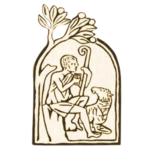 Símbolo del Catecismo de la Iglesia Católica con Cristo Buen Pastor y oveja representando guía y enseñanza de la fe
